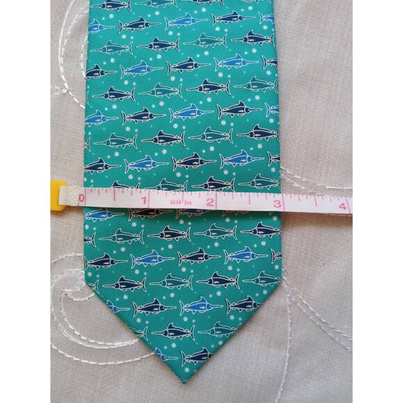 American Lifestyle Men's Fish Tie 3" Swordfish Aqua Blue - Picture 7 of 7